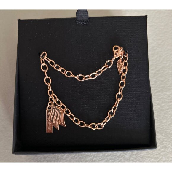 Ashley Bridget Guardian Angel Wing Charm Bracelet 7.5” Rose Gold Tone Chain - Picture 1 of 4
